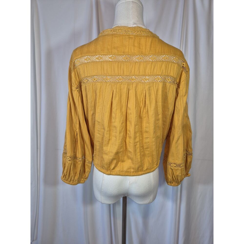 Free People Follow Your Heart Embroidered Crop Top in Gold Medium - Picture 10 of 13
